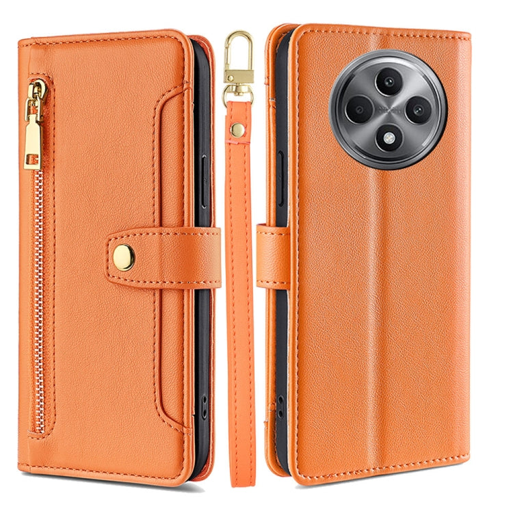 Custodia per telefono in pelle con portafoglio con cerniera a tracolla Lite Sheep Texture, For OPPO Reno12 F 5G, For OPPO A3 Pro 5G India, For OPPO Reno12 5G Global, For OPPO A60 4G Global