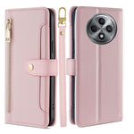Custodia per telefono in pelle con portafoglio con cerniera a tracolla Lite Sheep Texture, For OPPO Reno12 F 5G, For OPPO A3 Pro 5G India, For OPPO Reno12 5G Global, For OPPO A60 4G Global