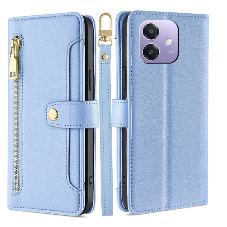 Custodia per telefono in pelle con portafoglio con cerniera a tracolla Lite Sheep Texture, For OPPO Find X8s 5G, For OPPO Find X8 Ultra 5G, For OPPO Reno13 F 5G / 4G, For OPPO A3 5G India
