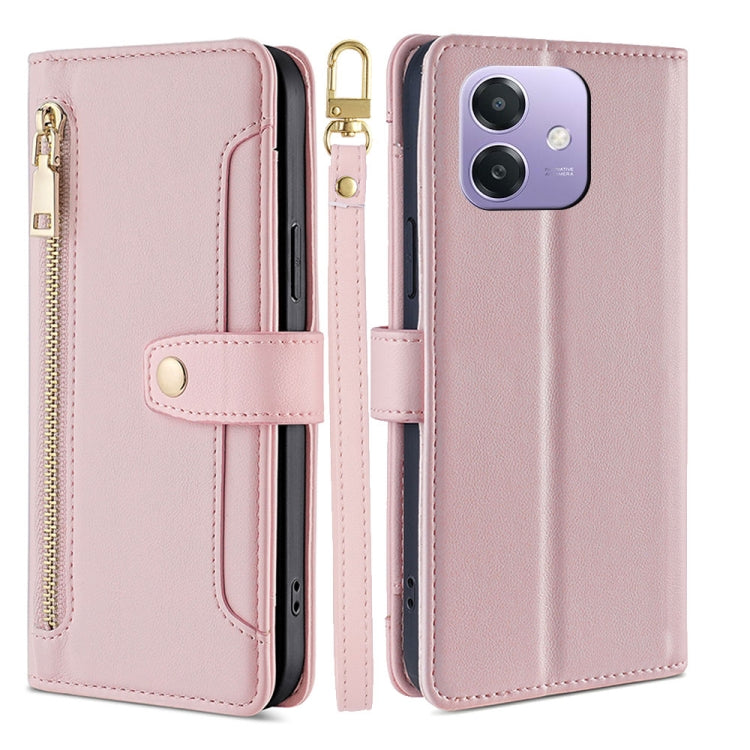 Custodia per telefono in pelle con portafoglio con cerniera a tracolla Lite Sheep Texture, For OPPO Find X8s 5G, For OPPO Find X8 Ultra 5G, For OPPO Reno13 F 5G / 4G, For OPPO A3 5G India