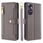 Custodia per telefono in pelle con portafoglio con cerniera a tracolla Lite Sheep Texture, For OPPO Reno12 F 5G, For OPPO A3 Pro 5G India, For OPPO Reno12 5G Global, For OPPO A60 4G Global