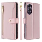 Custodia per telefono in pelle con portafoglio con cerniera a tracolla Lite Sheep Texture, For OPPO Reno12 F 5G, For OPPO A3 Pro 5G India, For OPPO Reno12 5G Global, For OPPO A60 4G Global