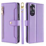 Custodia per telefono in pelle con portafoglio con cerniera a tracolla Lite Sheep Texture, For OPPO Reno12 F 5G, For OPPO A3 Pro 5G India, For OPPO Reno12 5G Global, For OPPO A60 4G Global