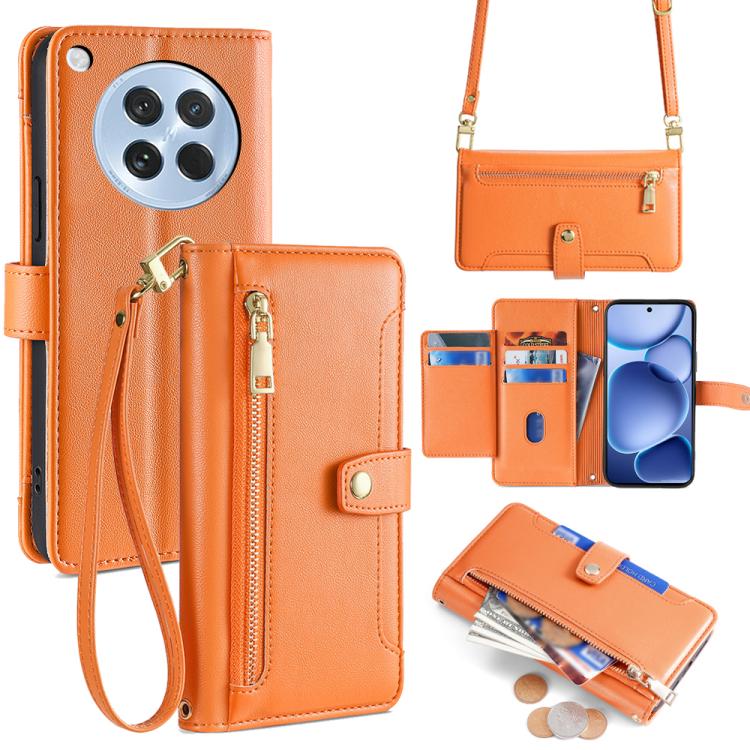 Custodia per telefono in pelle con portafoglio con cerniera a tracolla Lite Sheep Texture, For OPPO Find X8s 5G, For OPPO Find X8 Ultra 5G, For OPPO Reno13 F 5G / 4G, For OPPO A3 5G India