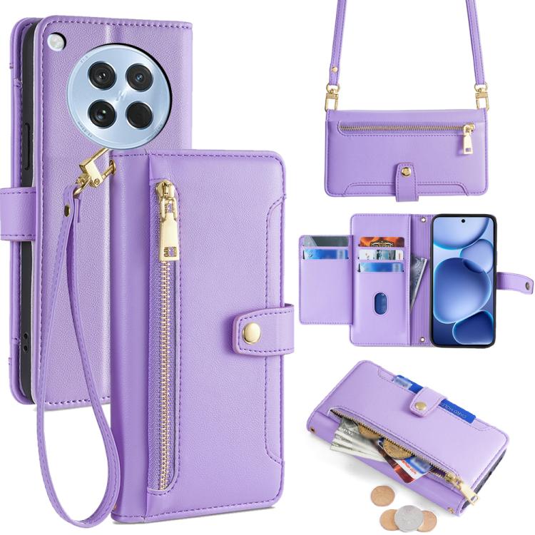 Custodia per telefono in pelle con portafoglio con cerniera a tracolla Lite Sheep Texture, For OPPO Find X8s 5G, For OPPO Find X8 Ultra 5G, For OPPO Reno13 F 5G / 4G, For OPPO A3 5G India
