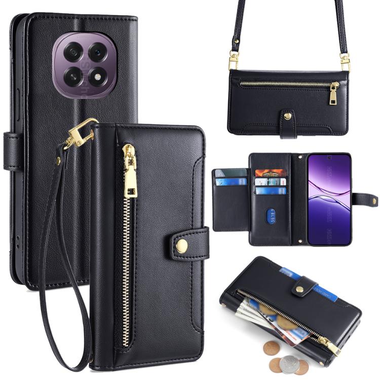Custodia per telefono in pelle con portafoglio con cerniera a tracolla Lite Sheep Texture, For OPPO A5 5G 2025 Global, For OPPO Reno14 Pro 5G, For OPPO Reno14 5G, For OPPO Find X8s+ 5G