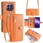 Custodia per telefono in pelle con portafoglio con cerniera a tracolla Lite Sheep Texture, For OPPO A5 5G 2025 Global, For OPPO Reno14 Pro 5G, For OPPO Reno14 5G, For OPPO Find X8s+ 5G
