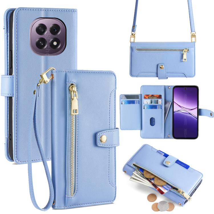 Custodia per telefono in pelle con portafoglio con cerniera a tracolla Lite Sheep Texture, For OPPO A5 5G 2025 Global, For OPPO Reno14 Pro 5G, For OPPO Reno14 5G, For OPPO Find X8s+ 5G