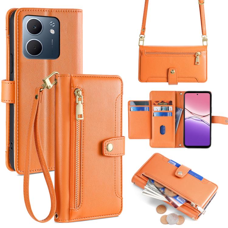 Custodia per telefono in pelle con portafoglio con cerniera a tracolla Lite Sheep Texture, For OPPO Find X9 Pro 5G, For OPPO K13 Turbo Pro 5G, For OPPO Reno14 F 5G, For OPPO A5x 5G Global