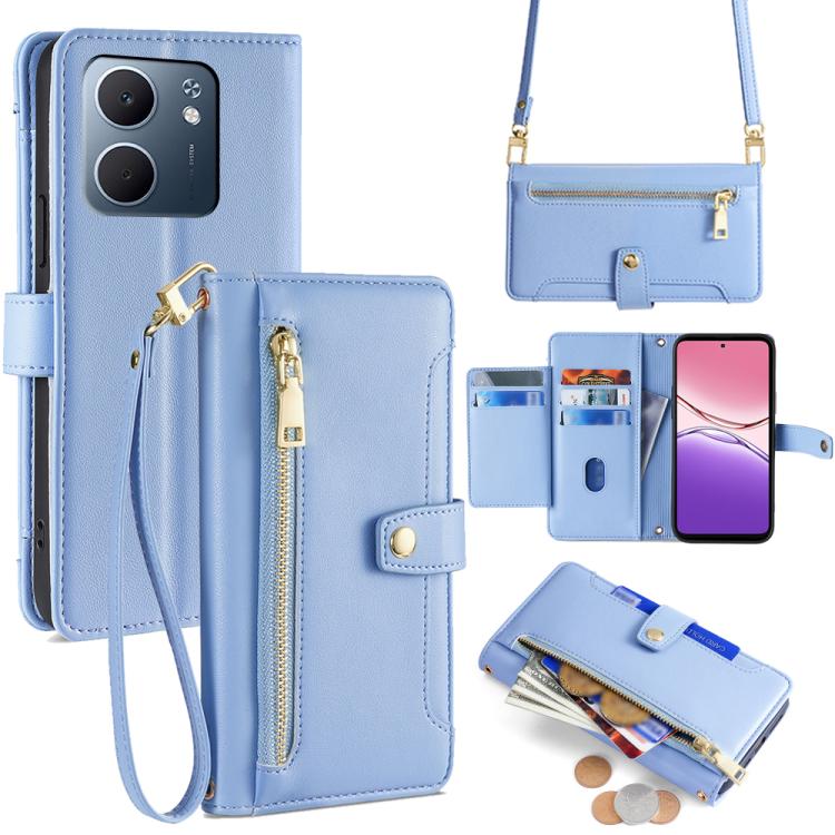 Custodia per telefono in pelle con portafoglio con cerniera a tracolla Lite Sheep Texture, For OPPO Find X9 Pro 5G, For OPPO K13 Turbo Pro 5G, For OPPO Reno14 F 5G, For OPPO A5x 5G Global