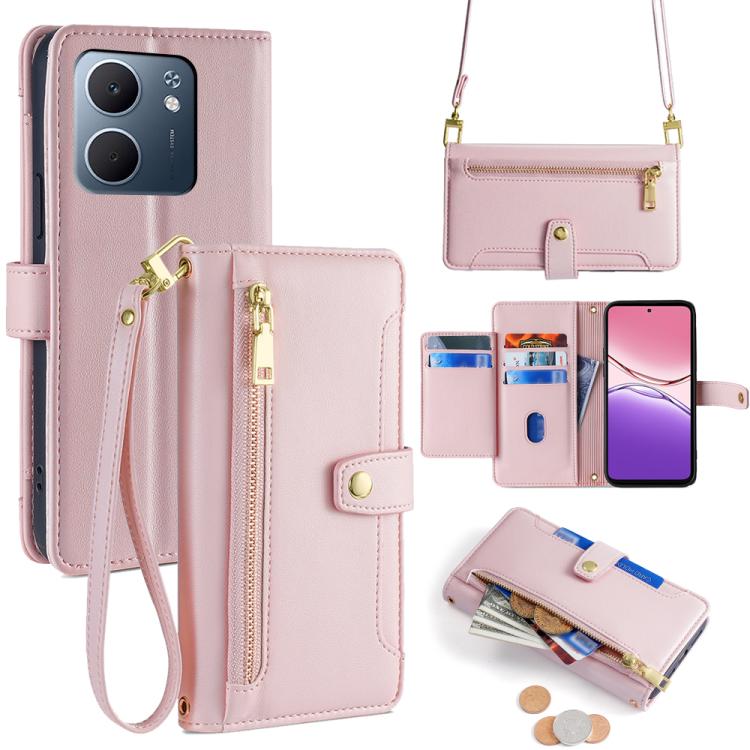 Custodia per telefono in pelle con portafoglio con cerniera a tracolla Lite Sheep Texture, For OPPO Find X9 Pro 5G, For OPPO K13 Turbo Pro 5G, For OPPO Reno14 F 5G, For OPPO A5x 5G Global