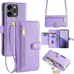 Custodia per telefono in pelle con portafoglio con cerniera a tracolla Lite Sheep Texture, For OPPO A5 5G 2025 Global, For OPPO Reno14 Pro 5G, For OPPO Reno14 5G, For OPPO Find X8s+ 5G