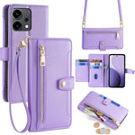 Custodia per telefono in pelle con portafoglio con cerniera a tracolla Lite Sheep Texture, For OPPO A5 5G 2025 Global, For OPPO Reno14 Pro 5G, For OPPO Reno14 5G, For OPPO Find X8s+ 5G