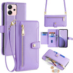Custodia per telefono in pelle con portafoglio con cerniera a tracolla Lite Sheep Texture, For OPPO Find X9 Pro 5G, For OPPO K13 Turbo Pro 5G, For OPPO Reno14 F 5G, For OPPO A5x 5G Global