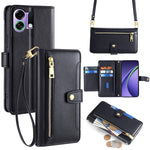 Custodia per telefono in pelle con portafoglio con cerniera a tracolla Lite Sheep Texture, For OPPO Find X9 Pro 5G, For OPPO K13 Turbo Pro 5G, For OPPO Reno14 F 5G, For OPPO A5x 5G Global