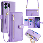 Custodia per telefono in pelle con portafoglio con cerniera a tracolla Lite Sheep Texture, For OPPO Find X9 Pro 5G, For OPPO K13 Turbo Pro 5G, For OPPO Reno14 F 5G, For OPPO A5x 5G Global