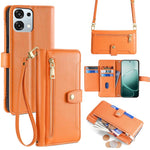 Custodia per telefono in pelle con portafoglio con cerniera a tracolla Lite Sheep Texture, For OPPO A6x 4G Global, For OPPO Reno15 5G Global, For OPPO Find X9 5G, For OPPO F31 5G