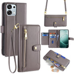 Custodia per telefono in pelle con portafoglio con cerniera a tracolla Lite Sheep Texture, For OPPO A6x 4G Global, For OPPO Reno15 5G Global, For OPPO Find X9 5G, For OPPO F31 5G