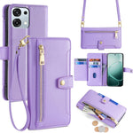 Custodia per telefono in pelle con portafoglio con cerniera a tracolla Lite Sheep Texture, For OPPO A6x 4G Global, For OPPO Reno15 5G Global, For OPPO Find X9 5G, For OPPO F31 5G