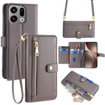 Custodia per telefono in pelle con portafoglio con cerniera a tracolla Lite Sheep Texture, For OPPO A6x 4G Global, For OPPO Reno15 5G Global, For OPPO Find X9 5G, For OPPO F31 5G