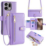 Custodia per telefono in pelle con portafoglio con cerniera a tracolla Lite Sheep Texture, For OPPO A6x 4G Global, For OPPO Reno15 5G Global, For OPPO Find X9 5G, For OPPO F31 5G