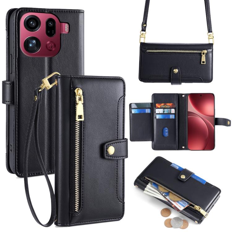 Custodia per telefono in pelle con portafoglio con cerniera a tracolla Lite Sheep Texture, For OPPO Find X9 Pro 5G, For OPPO K13 Turbo Pro 5G, For OPPO Reno14 F 5G, For OPPO A5x 5G Global