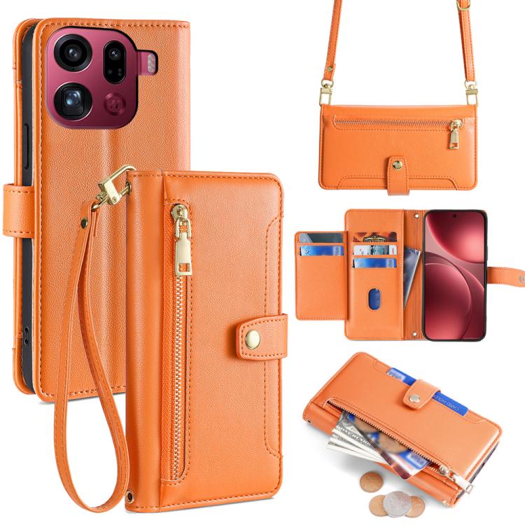 Custodia per telefono in pelle con portafoglio con cerniera a tracolla Lite Sheep Texture, For OPPO Find X9 Pro 5G, For OPPO K13 Turbo Pro 5G, For OPPO Reno14 F 5G, For OPPO A5x 5G Global