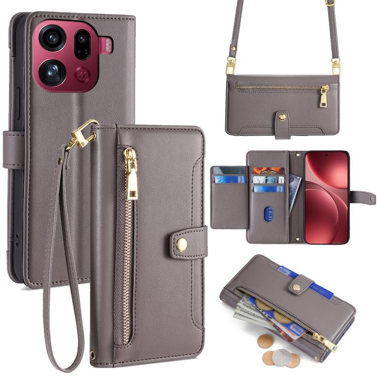Custodia per telefono in pelle con portafoglio con cerniera a tracolla Lite Sheep Texture, For OPPO Find X9 Pro 5G, For OPPO K13 Turbo Pro 5G, For OPPO Reno14 F 5G, For OPPO A5x 5G Global