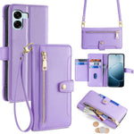 Custodia per telefono in pelle con portafoglio con cerniera a tracolla Lite Sheep Texture, For OPPO A6x 4G Global, For OPPO Reno15 5G Global, For OPPO Find X9 5G, For OPPO F31 5G
