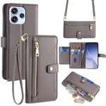 Custodia per telefono in pelle con portafoglio con cerniera a tracolla Lite Sheep Texture, For OPPO A6x 4G Global, For OPPO Reno15 5G Global, For OPPO Find X9 5G, For OPPO F31 5G