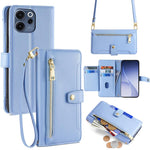 Custodia per telefono in pelle con portafoglio con cerniera a tracolla Lite Sheep Texture, For OPPO Find X9s Pro 5G, For OPPO Find X9 Ultra 5G, For OPPO A6s 4G, For OPPO Reno15 F 5G