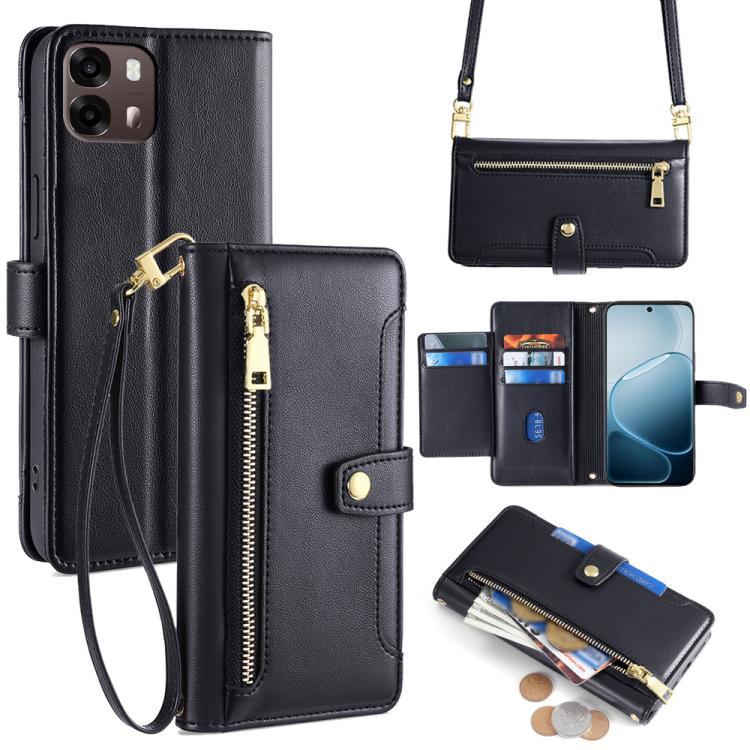 Custodia per telefono in pelle con portafoglio con cerniera a tracolla Lite Sheep Texture, For OPPO Find X9s Pro 5G, For OPPO Find X9 Ultra 5G, For OPPO A6s 4G, For OPPO Reno15 F 5G