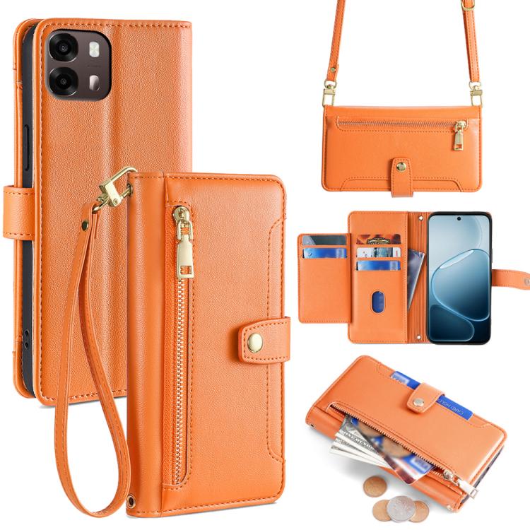 Custodia per telefono in pelle con portafoglio con cerniera a tracolla Lite Sheep Texture, For OPPO Find X9s Pro 5G, For OPPO Find X9 Ultra 5G, For OPPO A6s 4G, For OPPO Reno15 F 5G