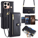 Custodia per telefono in pelle con portafoglio con cerniera a tracolla Lite Sheep Texture, For OPPO Find X9s Pro 5G, For OPPO Find X9 Ultra 5G, For OPPO A6s 4G, For OPPO Reno15 F 5G