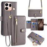 Custodia per telefono in pelle con portafoglio con cerniera a tracolla Lite Sheep Texture, For OPPO Find X9s Pro 5G, For OPPO Find X9 Ultra 5G, For OPPO A6s 4G, For OPPO Reno15 F 5G