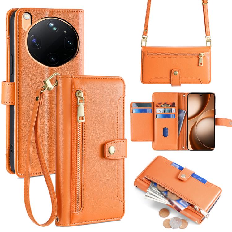 Custodia per telefono in pelle con portafoglio con cerniera a tracolla Lite Sheep Texture, For OPPO Find X9s Pro 5G, For OPPO Find X9 Ultra 5G, For OPPO A6s 4G, For OPPO Reno15 F 5G