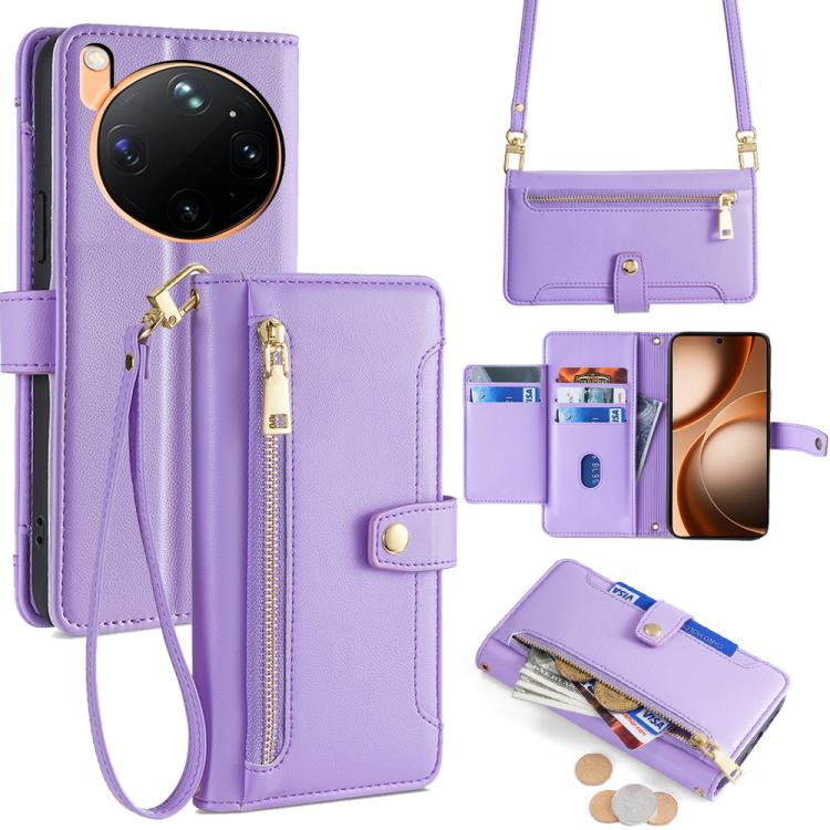 Custodia per telefono in pelle con portafoglio con cerniera a tracolla Lite Sheep Texture, For OPPO Find X9s Pro 5G, For OPPO Find X9 Ultra 5G, For OPPO A6s 4G, For OPPO Reno15 F 5G
