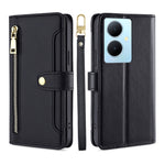 Custodia per telefono in pelle con portafoglio con cerniera a tracolla Lite Sheep Texture, For vivo Y03 4G, For vivo Y100 5G IDN, For vivo V29e 5G, For vivo Y78 Plus 5G