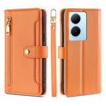 Custodia per telefono in pelle con portafoglio con cerniera a tracolla Lite Sheep Texture, For vivo Y03 4G, For vivo Y100 5G IDN, For vivo V29e 5G, For vivo Y78 Plus 5G