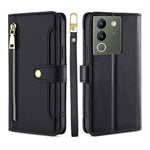 Custodia per telefono in pelle con portafoglio con cerniera a tracolla Lite Sheep Texture, For vivo Y03 4G, For vivo Y100 5G IDN, For vivo V29e 5G, For vivo Y78 Plus 5G