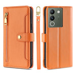 Custodia per telefono in pelle con portafoglio con cerniera a tracolla Lite Sheep Texture, For vivo Y03 4G, For vivo Y100 5G IDN, For vivo V29e 5G, For vivo Y78 Plus 5G