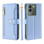 Custodia per telefono in pelle con portafoglio con cerniera a tracolla Lite Sheep Texture, For vivo Y03 4G, For vivo Y100 5G IDN, For vivo V29e 5G, For vivo Y78 Plus 5G