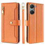 Custodia per telefono in pelle con portafoglio con cerniera a tracolla Lite Sheep Texture, For vivo Y03 4G, For vivo Y100 5G IDN, For vivo V29e 5G, For vivo Y78 Plus 5G