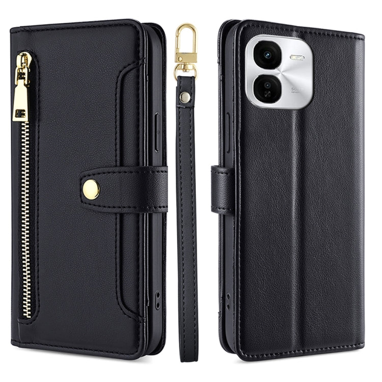Custodia per telefono in pelle con portafoglio con cerniera a tracolla Lite Sheep Texture, For vivo X100s, For vivo Y38 5G / T3x Global, For vivo V30e 5G Global, For vivo iQOO Z9x