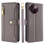 Custodia per telefono in pelle con portafoglio con cerniera a tracolla Lite Sheep Texture, For vivo X100s, For vivo Y38 5G / T3x Global, For vivo V30e 5G Global, For vivo iQOO Z9x