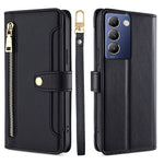 Custodia per telefono in pelle con portafoglio con cerniera a tracolla Lite Sheep Texture, For vivo Y03 4G, For vivo Y100 5G IDN, For vivo V29e 5G, For vivo Y78 Plus 5G
