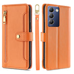 Custodia per telefono in pelle con portafoglio con cerniera a tracolla Lite Sheep Texture, For vivo Y03 4G, For vivo Y100 5G IDN, For vivo V29e 5G, For vivo Y78 Plus 5G