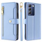 Custodia per telefono in pelle con portafoglio con cerniera a tracolla Lite Sheep Texture, For vivo Y03 4G, For vivo Y100 5G IDN, For vivo V29e 5G, For vivo Y78 Plus 5G