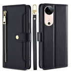 Custodia per telefono in pelle con portafoglio con cerniera a tracolla Lite Sheep Texture, For vivo Y300 Pro 5G, For vivo S19 Pro, For vivo S19, For vivo Y28 4G