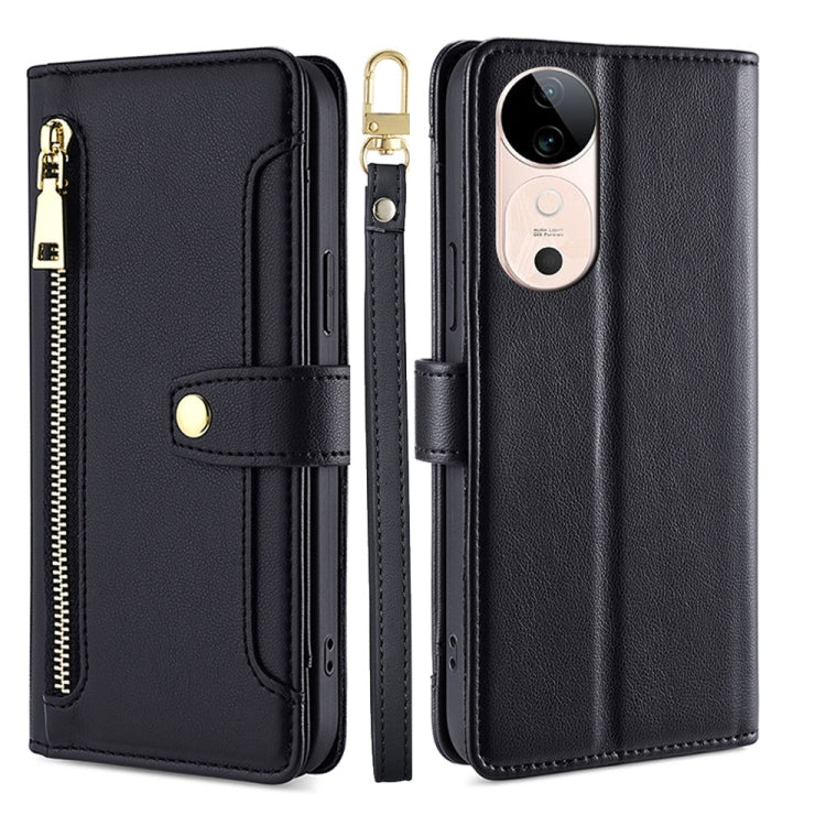 Custodia per telefono in pelle con portafoglio con cerniera a tracolla Lite Sheep Texture, For vivo Y300 Pro 5G, For vivo S19 Pro, For vivo S19, For vivo Y28 4G